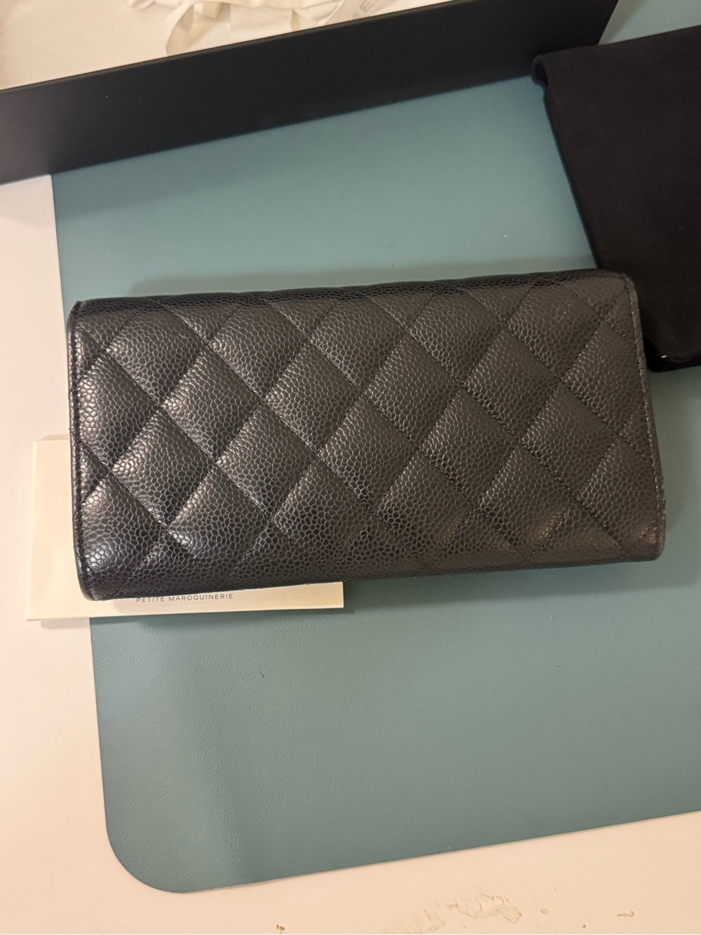 CHANEL Black Quilted Caviar Leather Wallet with Gold CC Lock - Picture 5 of 13
